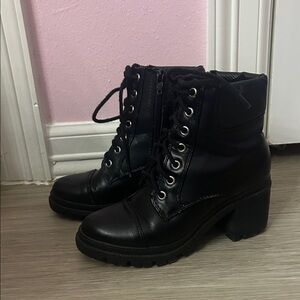 Black Lace-Up Ankle Boots